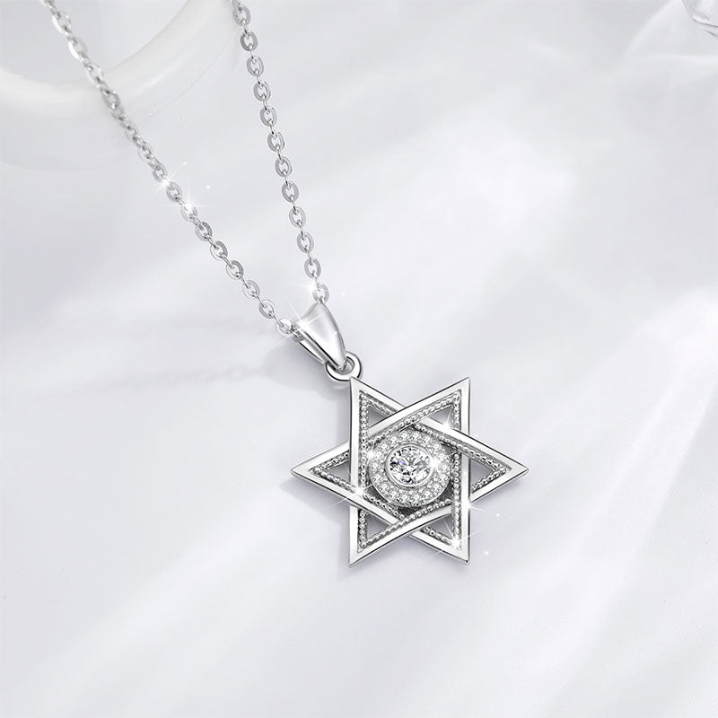 Colar Prata Feminino Hexagrama