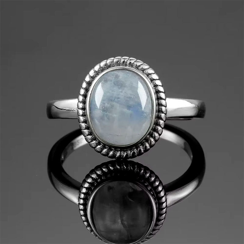 Anel Feminino Pedra da Lua Visto de Frente