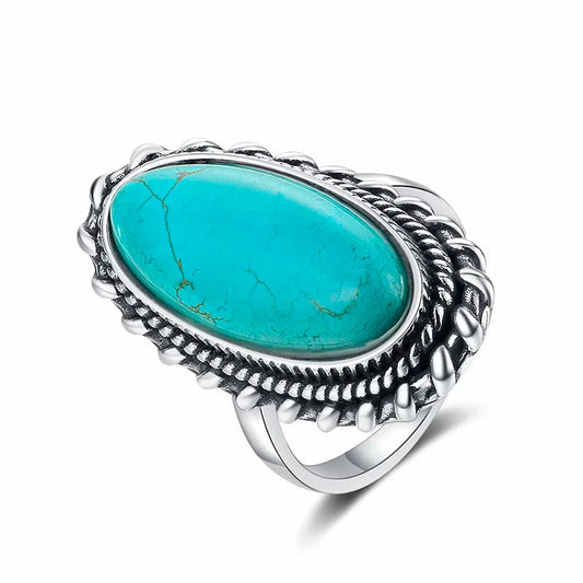 Anel Feminino Prata Turquesa