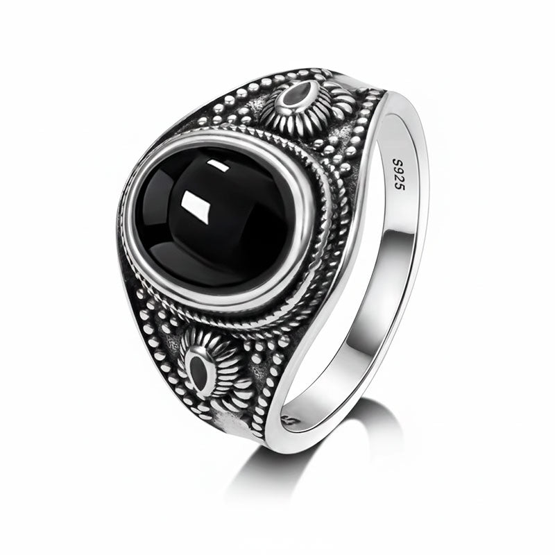 Anel Prata 925 Ônix