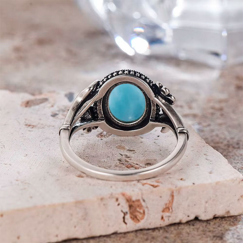 Anel Prata Feminino Larimar Visto Por Trás