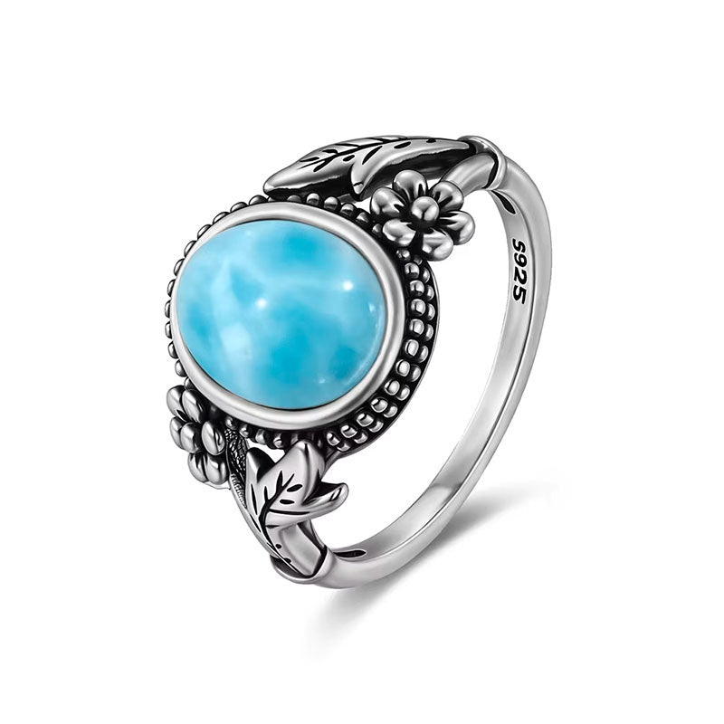Anel Prata Feminino Larimar