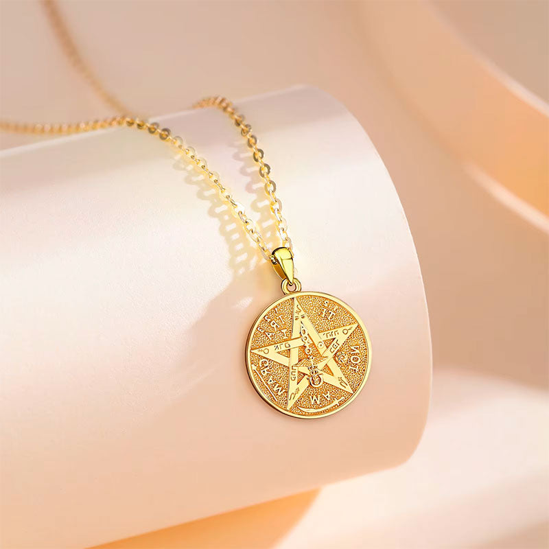Colar Ouro Feminino Tetragrammaton Sob Superfície Bege