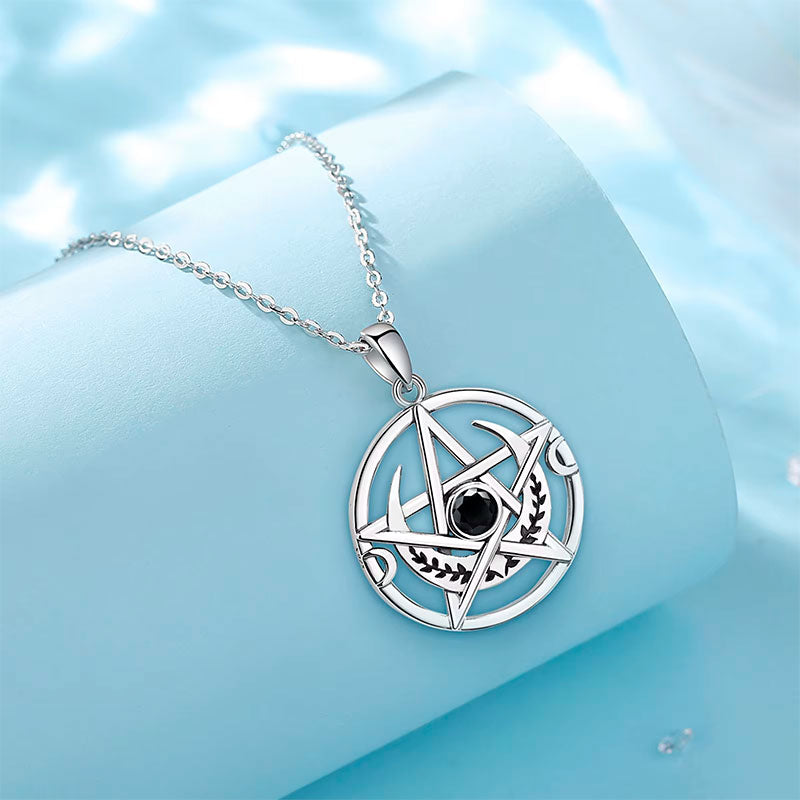 Colar Prata 925 Pentagrama Sob Superfície Azul