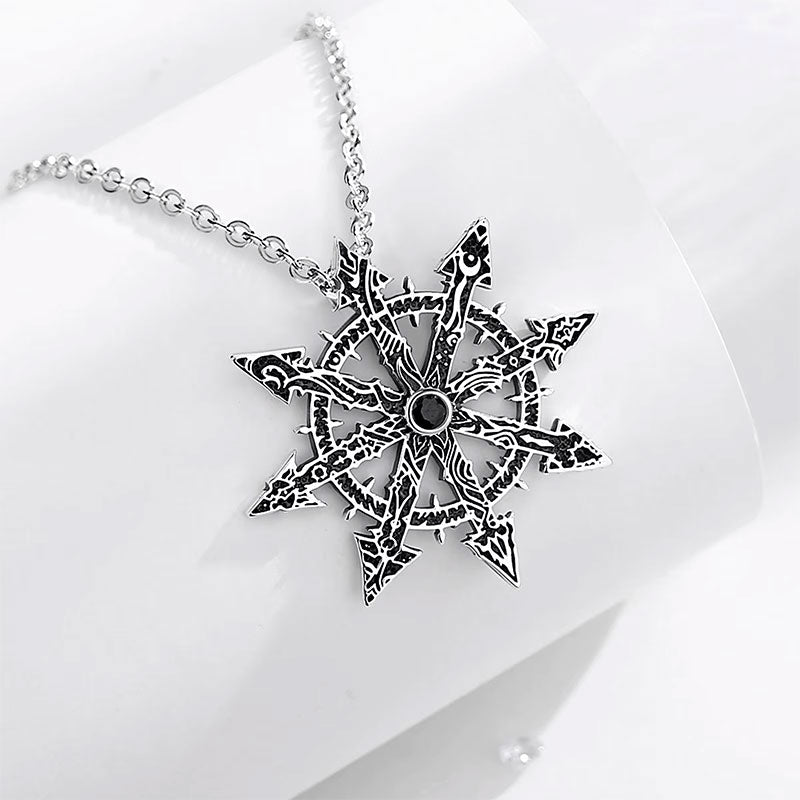 Colar Prata Estrela do Caos Sob Superfície Branca