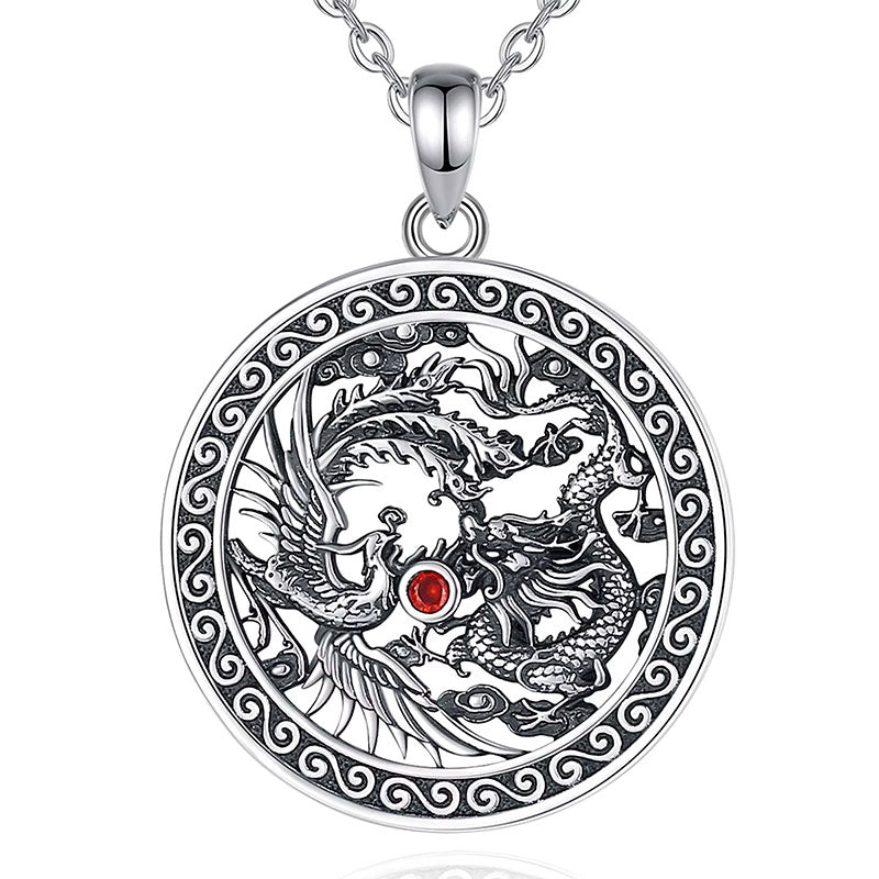 Colar Prata Fênix Dragão