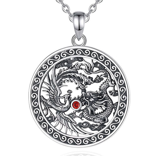 Colar Prata Fênix Dragão