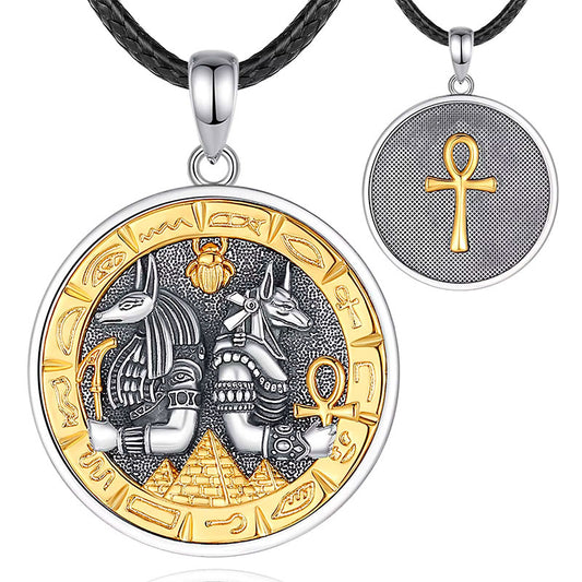 Colar Prata Hórus e Anubis