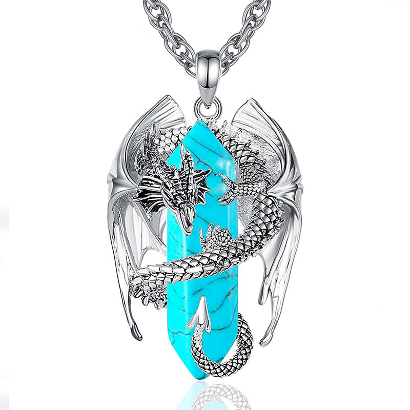 Colar Prata Turquesa Dragão