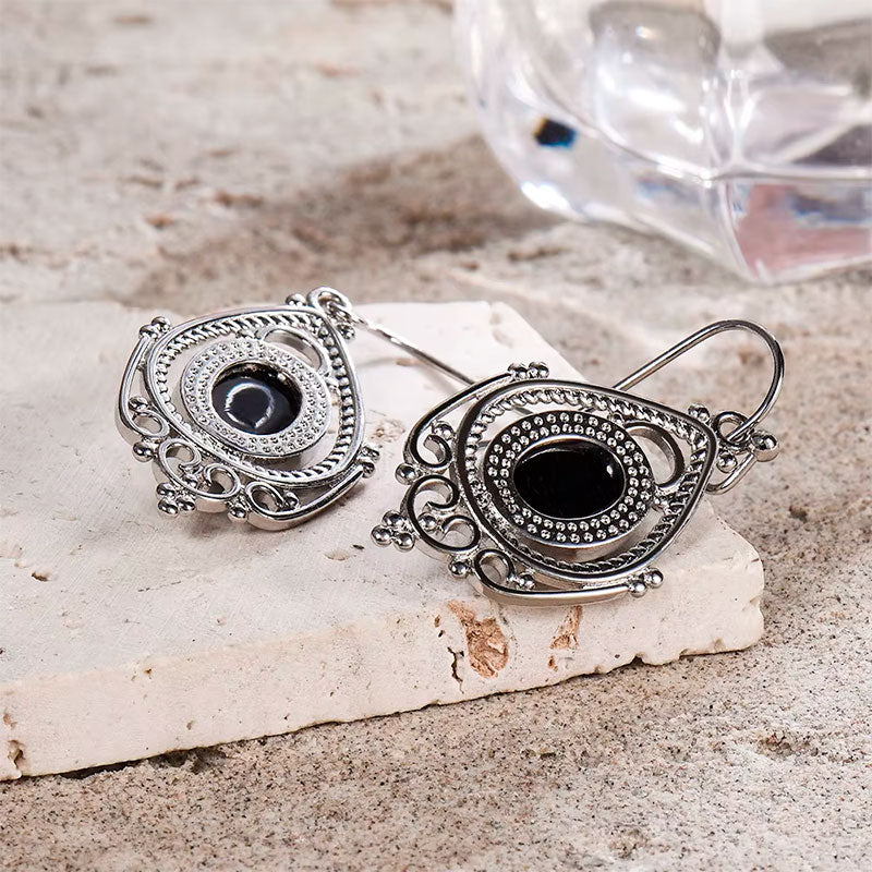 Verso dos Brincos Prata Femininos Ônix